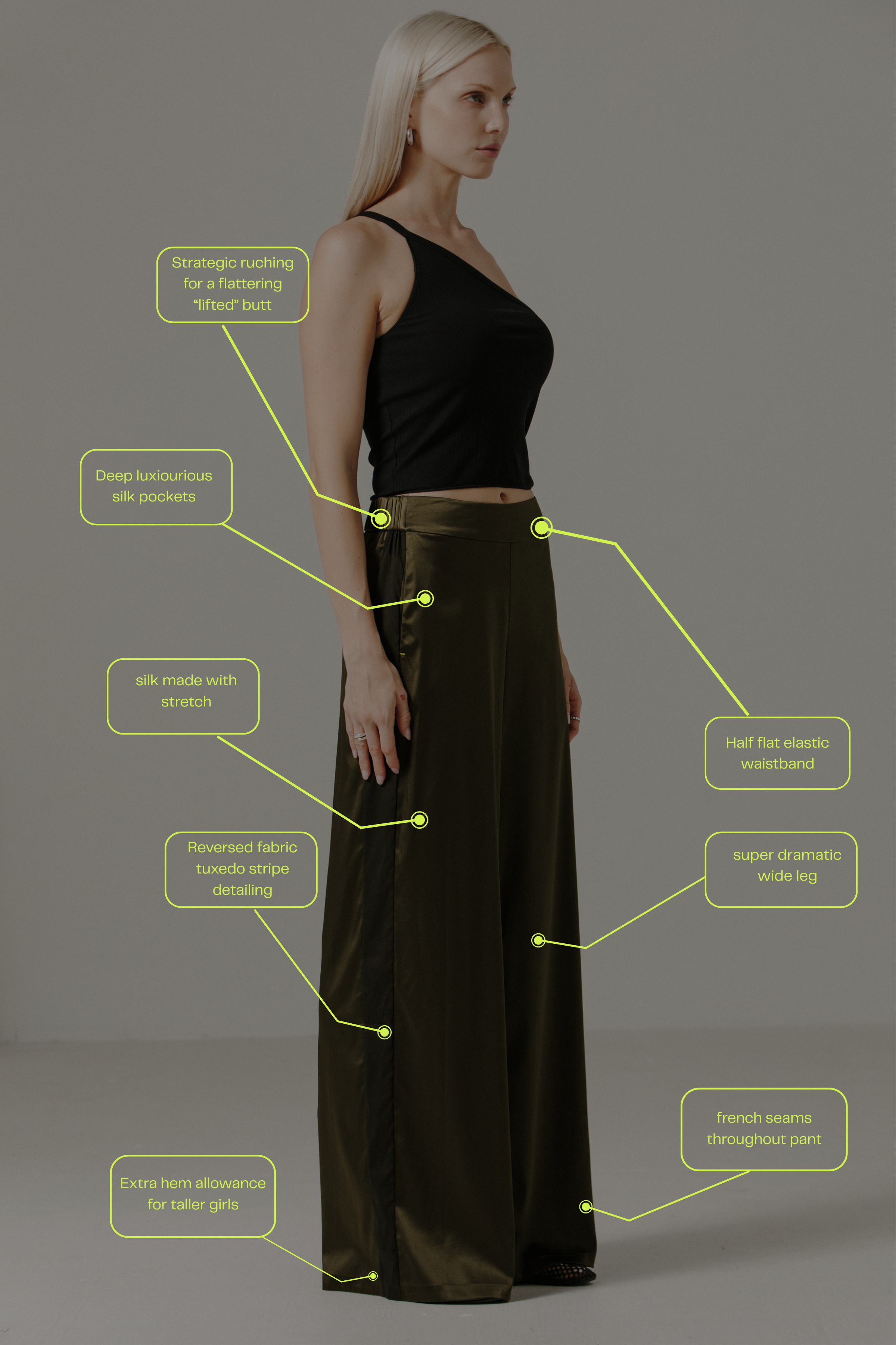 Tuxedo Pant#Color_Dark Moss / Black