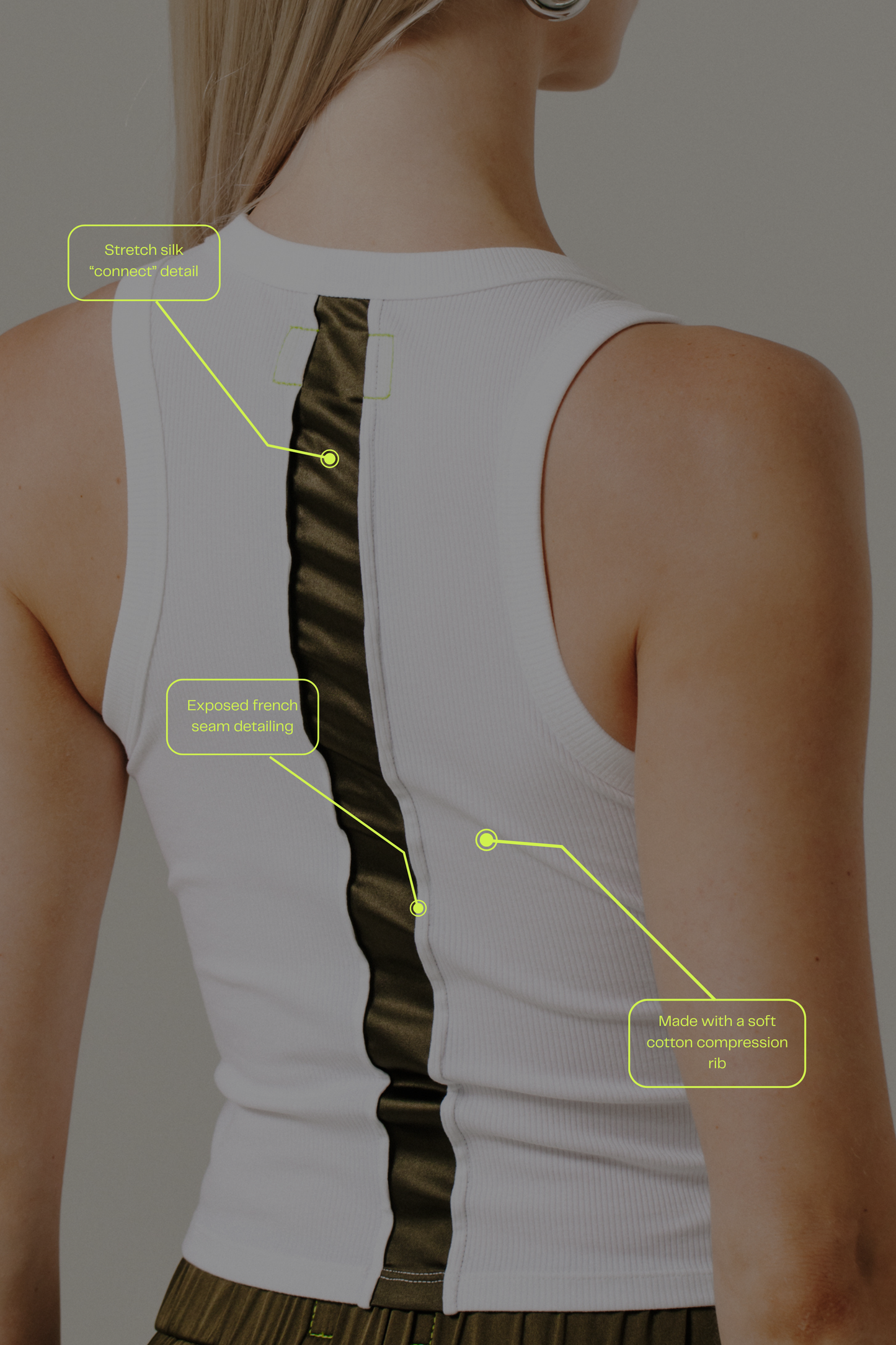 Connect Tank | White/Dark Moss