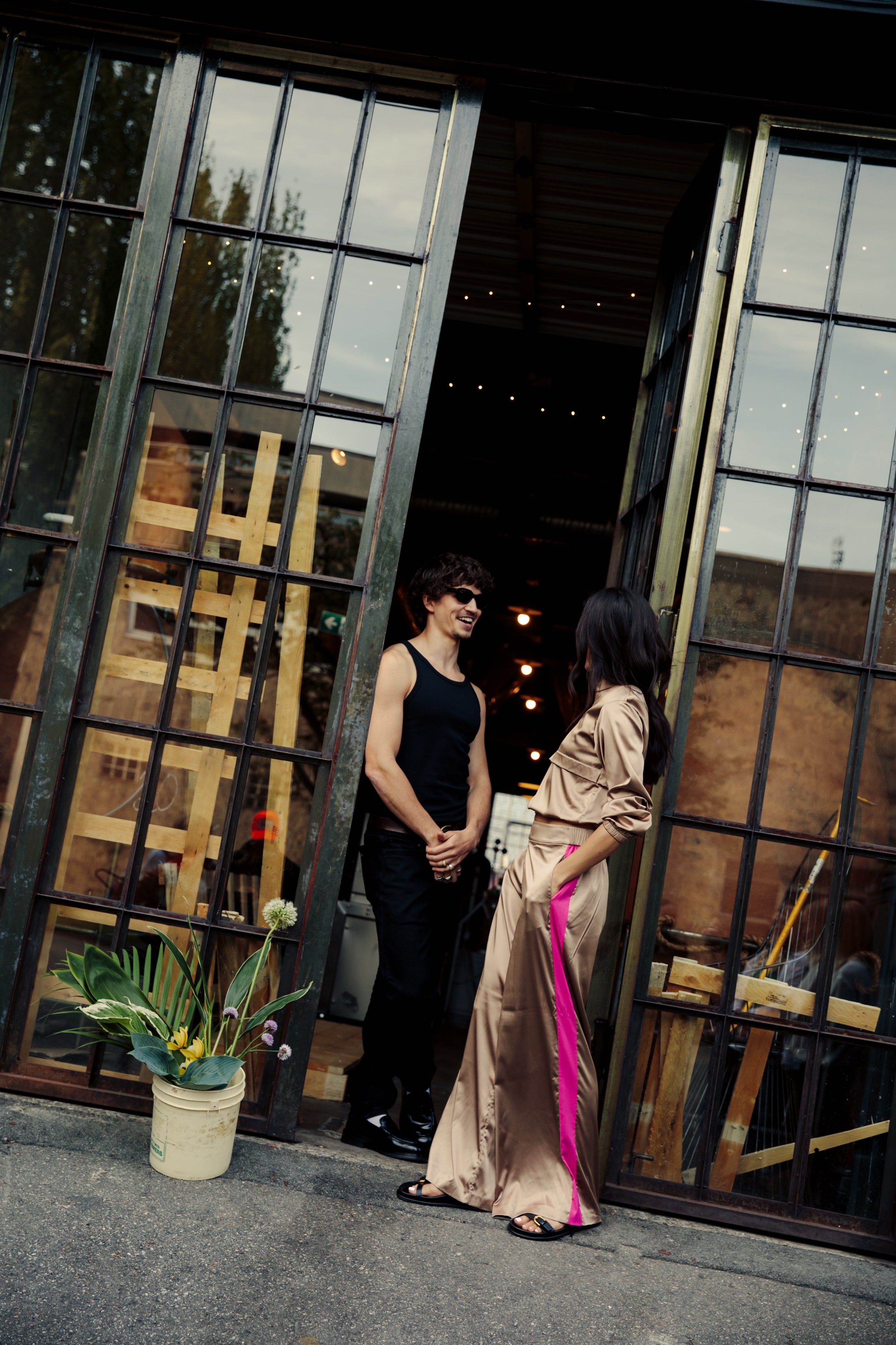 Tuxedo Pant#Color_Sand / Magenta Stripe