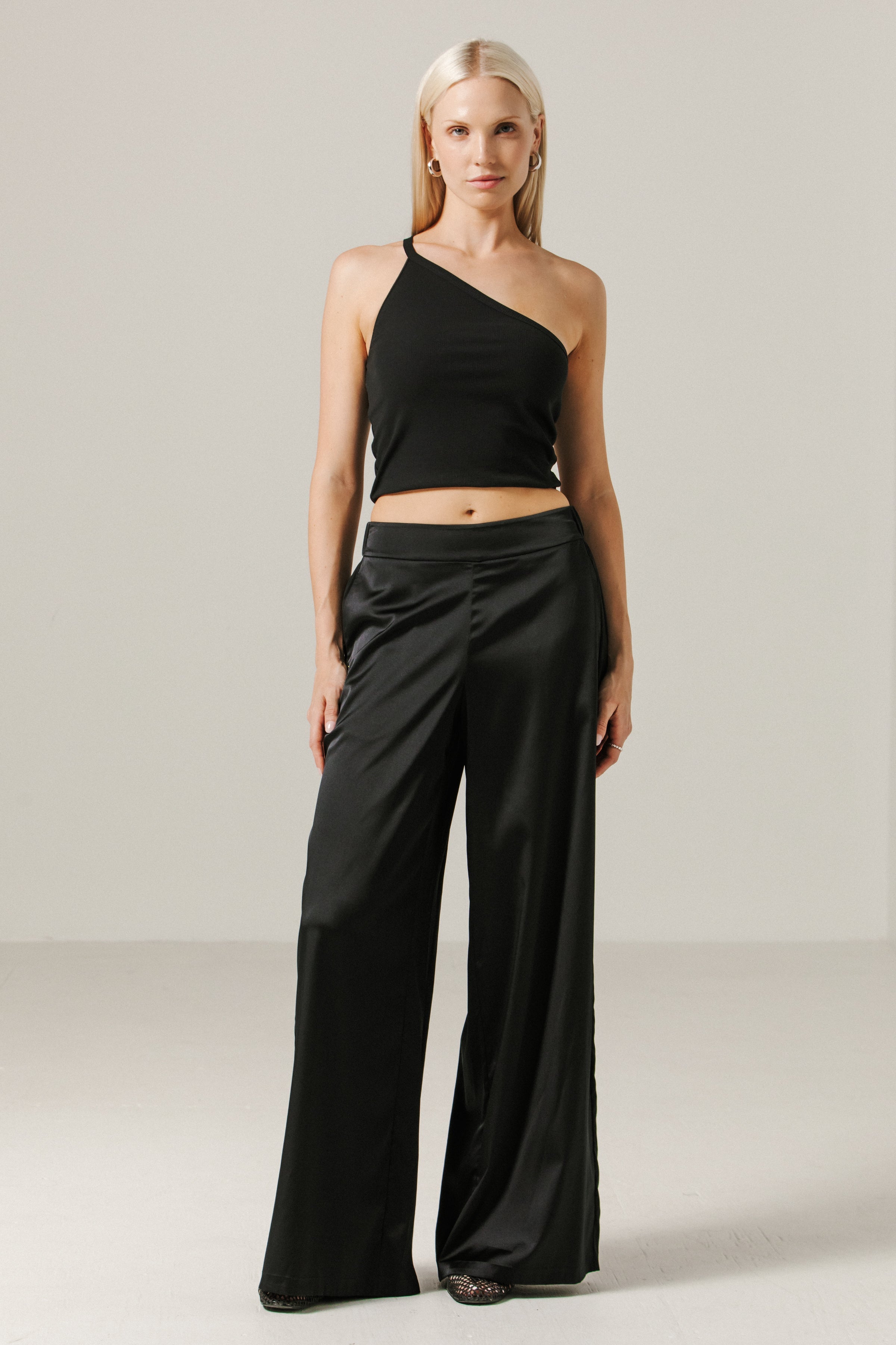 Tuxedo Pant#Color_Jet Black / White Stripe
