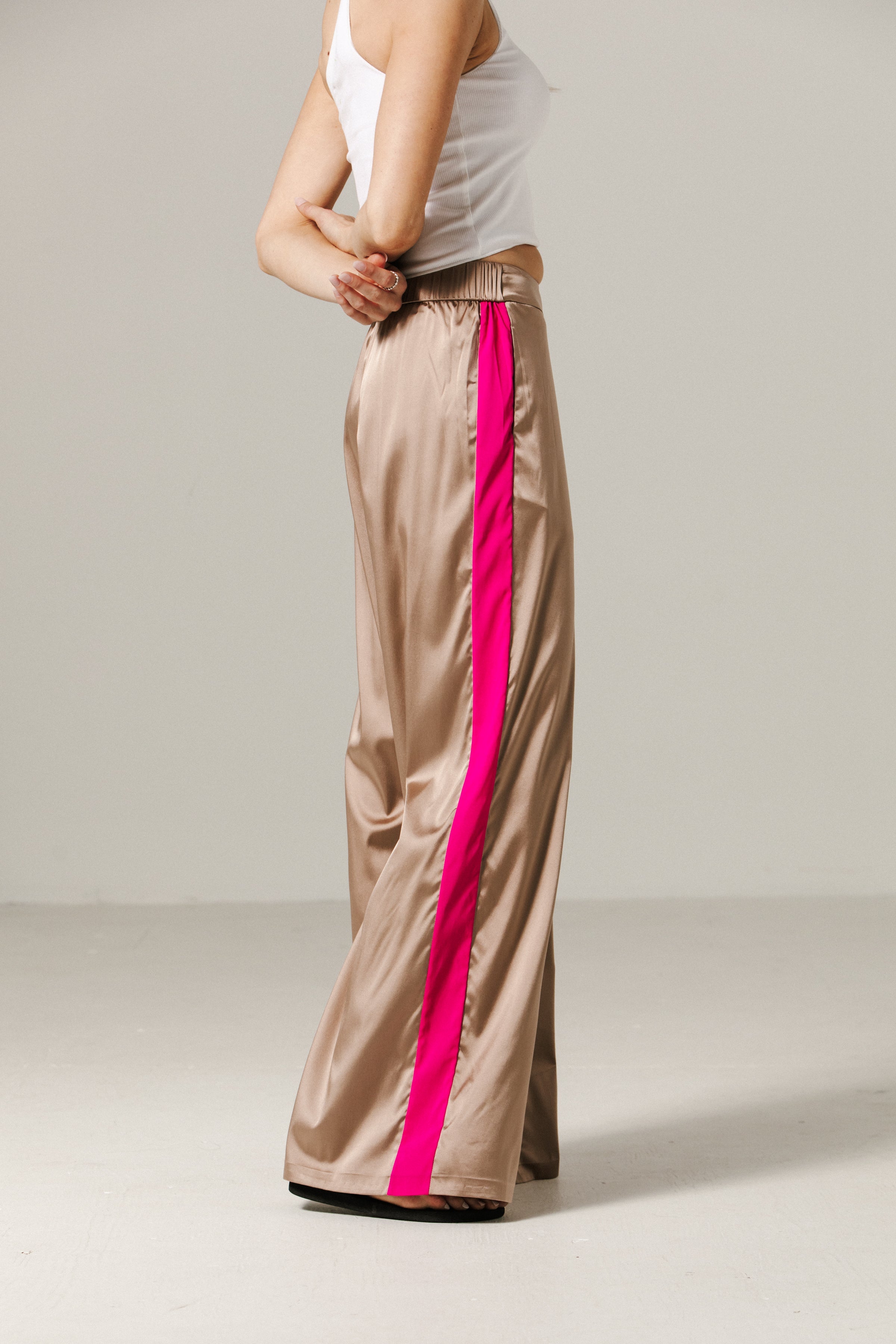 Tuxedo Pant#Color_Sand / Magenta Stripe