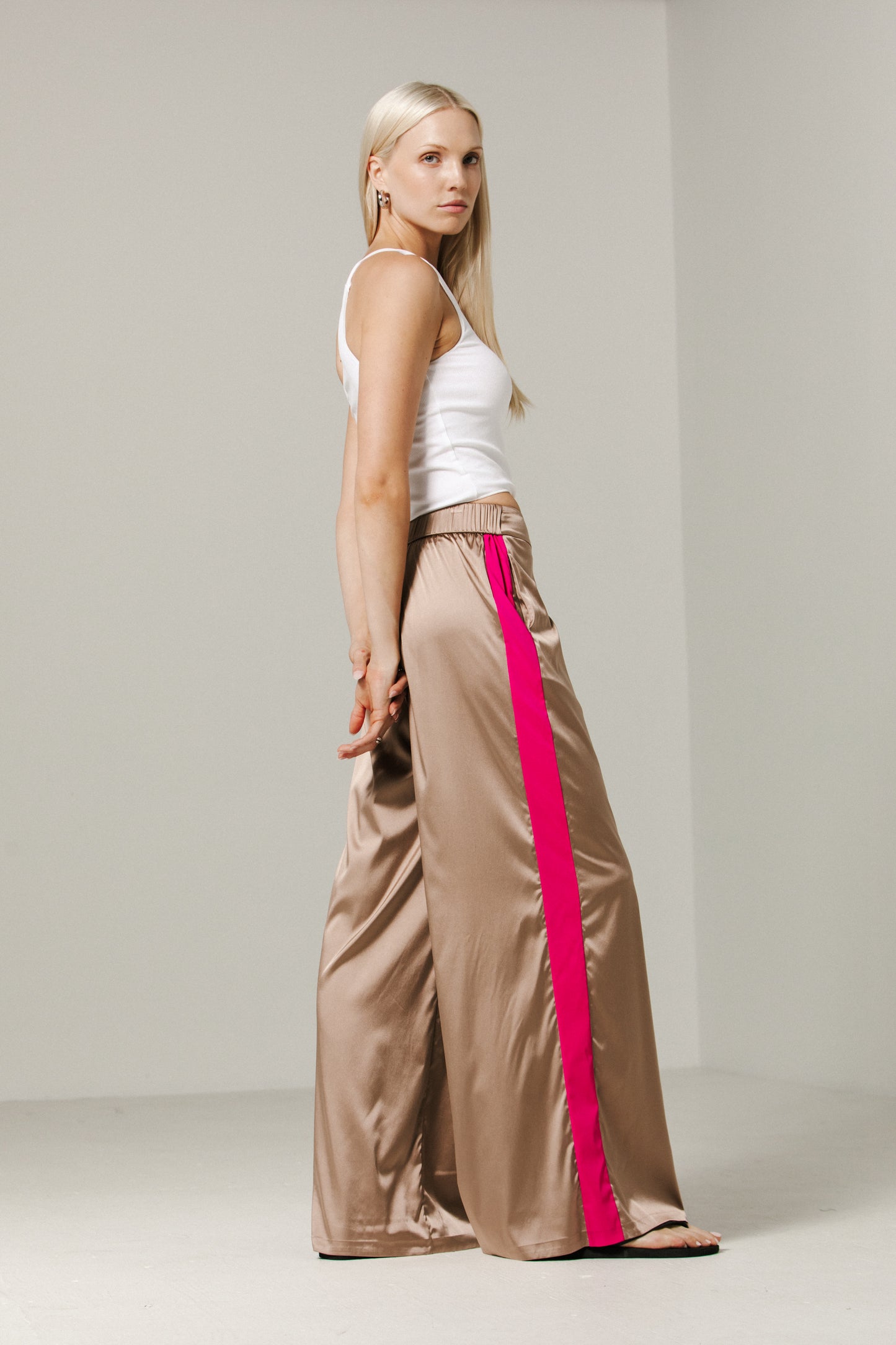Tuxedo Pant | Sand/Magenta Stripe
